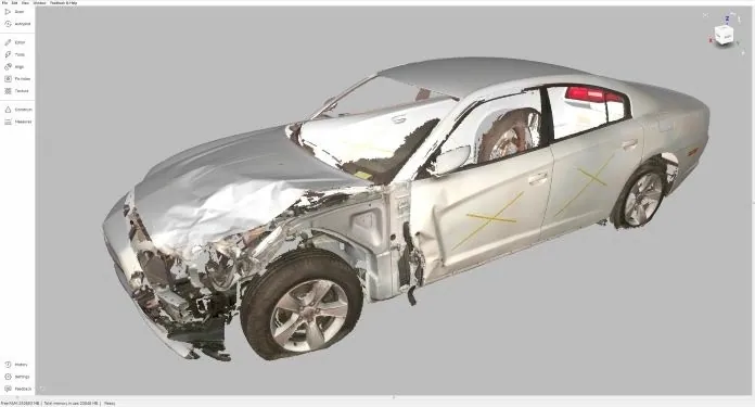 3D-Scan eines Fahrzeugs zur Unfallrekonstruktion