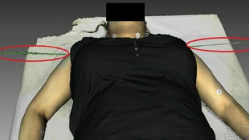 3D scan of a body with measurements marked on the model